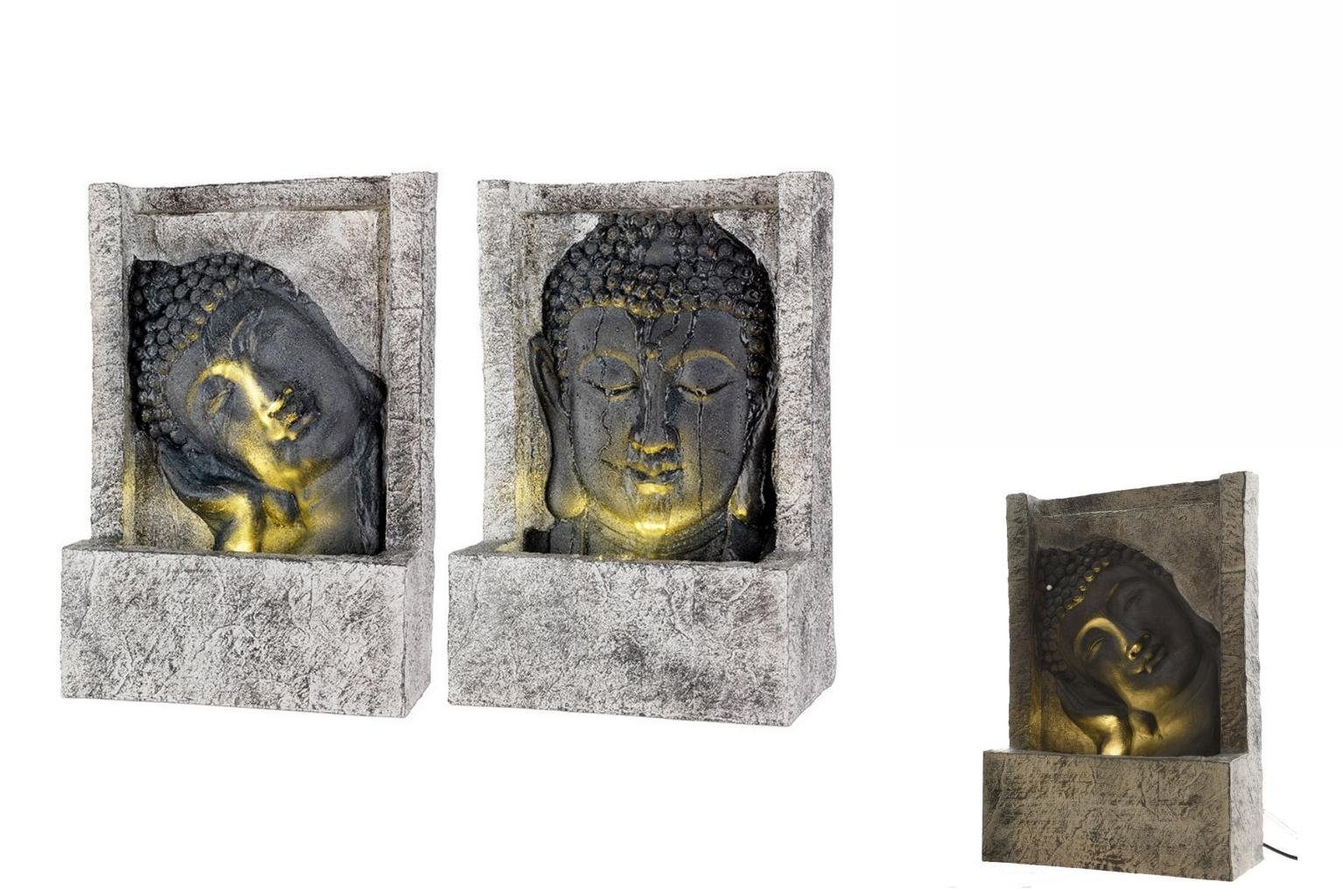 x Buddha 13,5 Gartenbrunnen Polyesterharz Gartenbrunnen 40 cm Gesicht x 28 Bigbuy