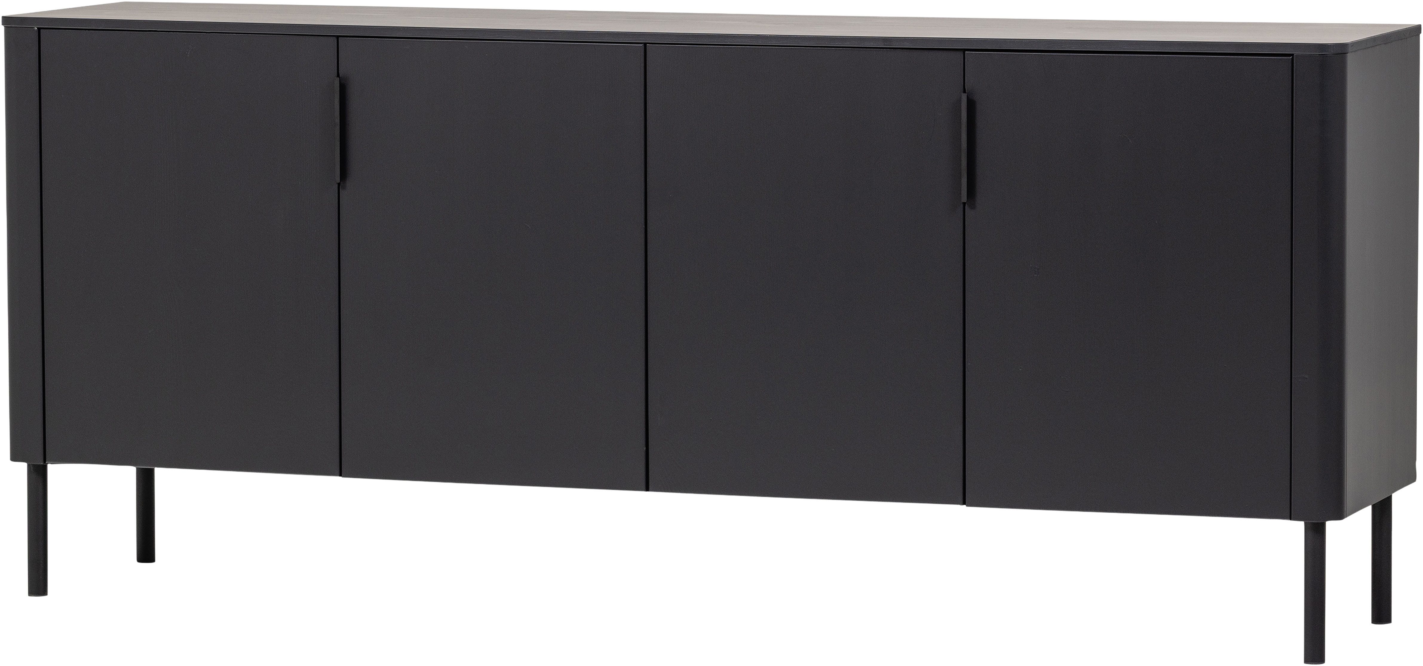 WOOOD Sideboard Gunnar mit FSC®-Mix Massivkiefer subtile Griffmulden 201 x 44 x 85 cm, Tragkraft 20 kg pro Einlegeboden, einfach zu montieren, mit Schutzlack