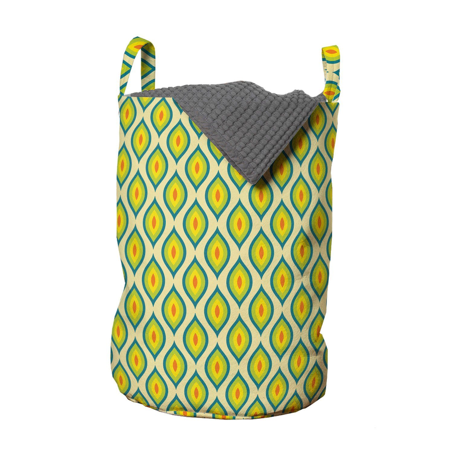 Abakuhaus Wäschesäckchen Wäschekorb mit Griffen Kordelzugverschluss für Waschsalons, Gelb und Grün Vogelfedern wie
