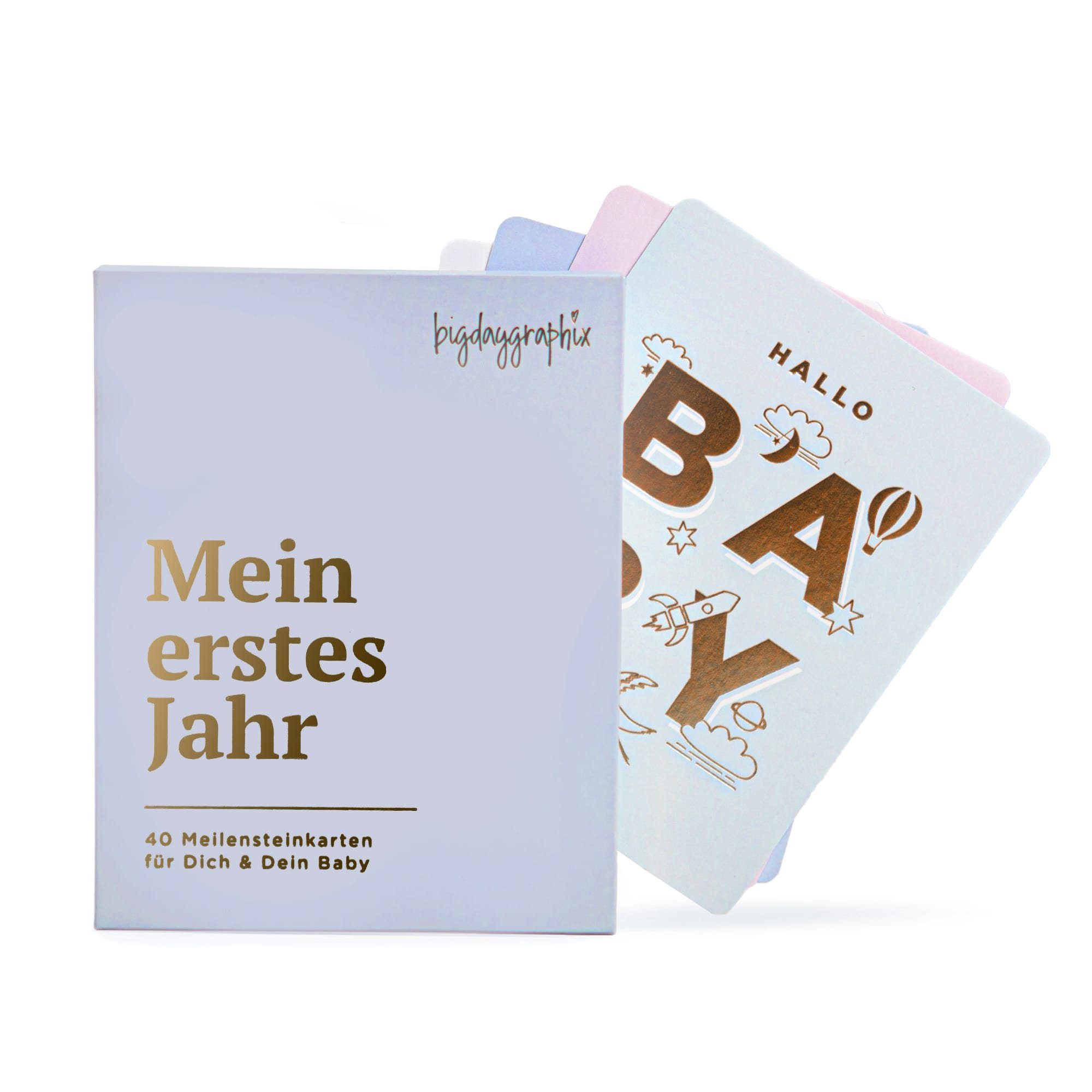 bigdaygraphix Geschenkkarte Meilensteinkarten Baby - Mein erstes Jahr, inkl. Geschenkbox