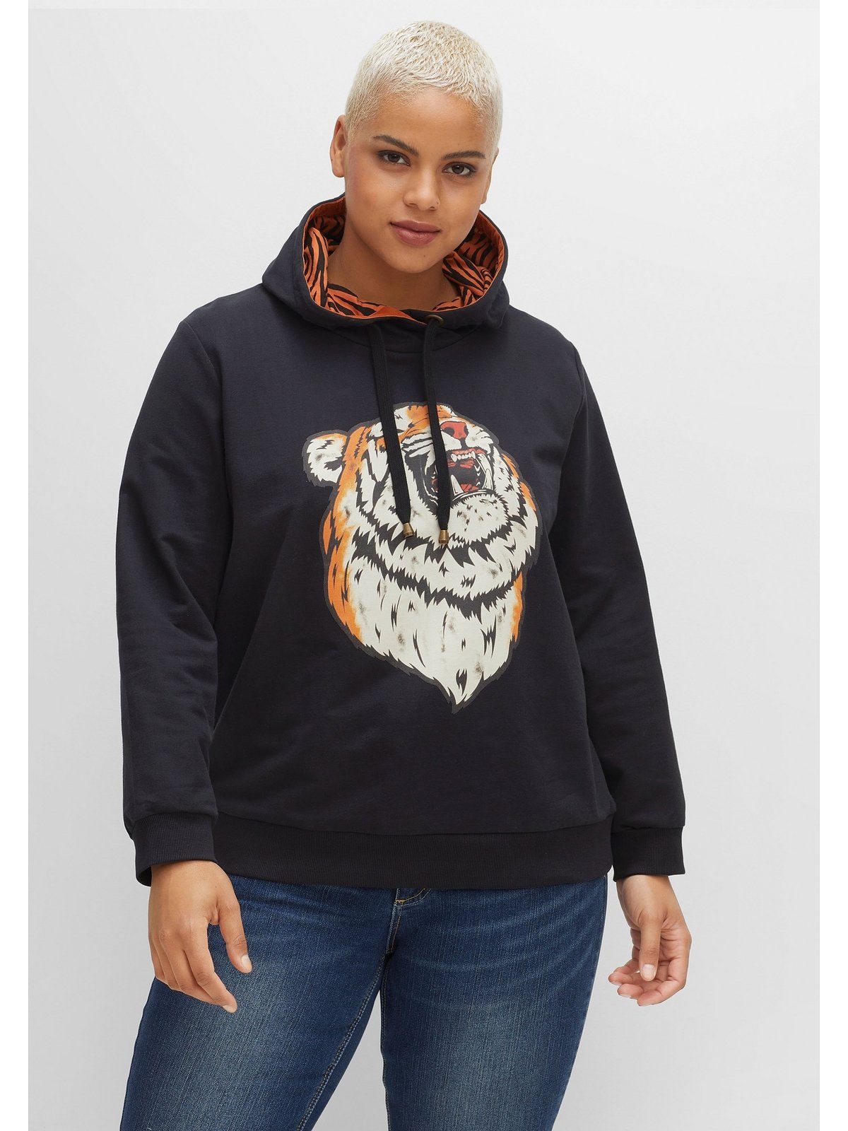 sheego by Animal-Frontdruck Joe mit Größen Kapuzensweatshirt Große Browns