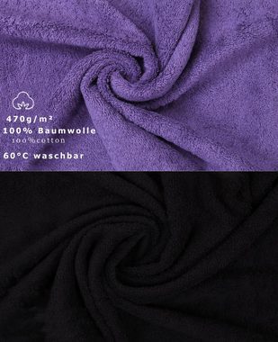 Betz Handtuch Set 10-TLG. Handtuch-Set Classic, 100% Baumwolle, (Set, 10-tlg), Farbe lila und schwarz