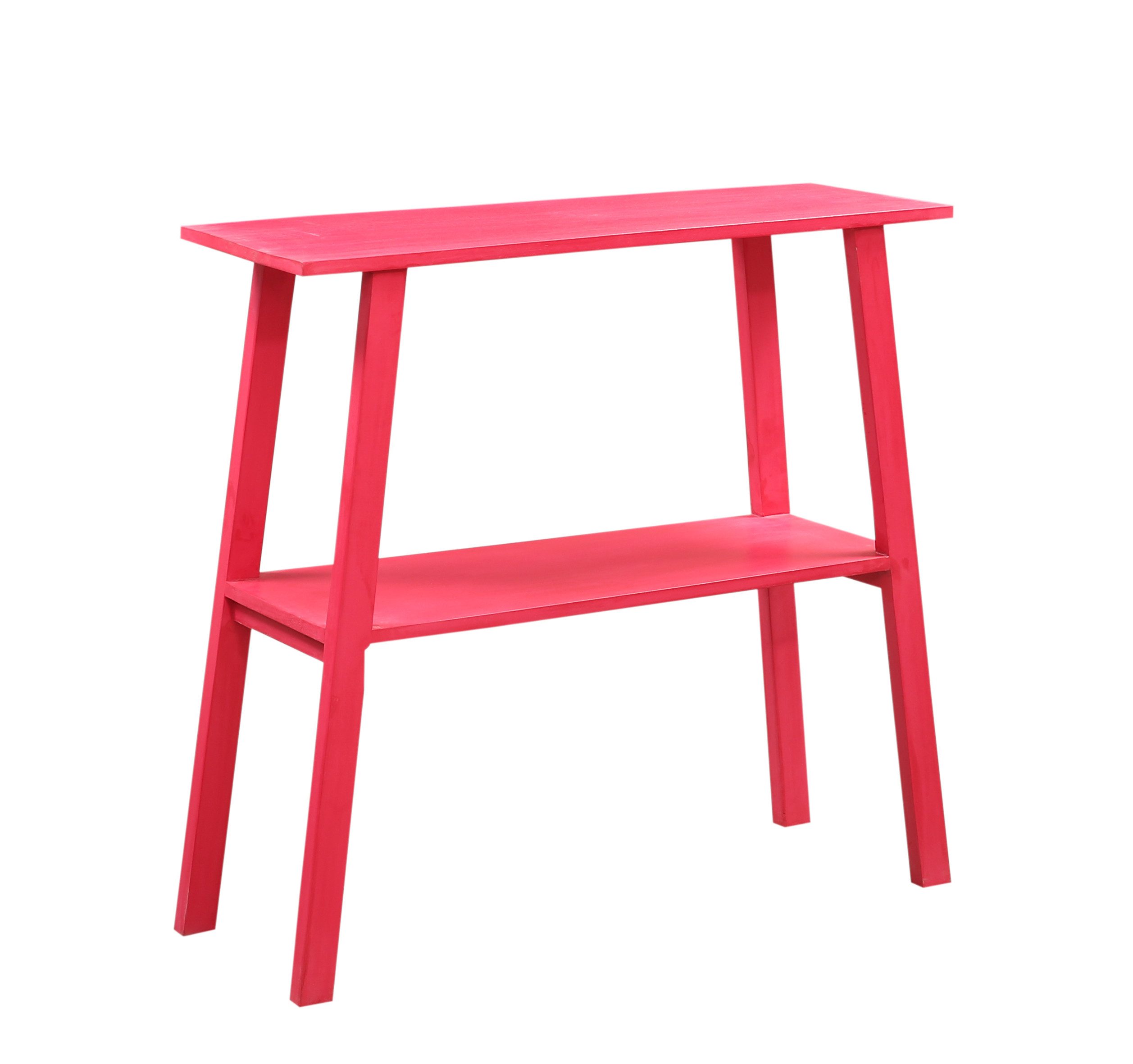 Marrakesch Orient & Mediterran Interior Konsolentisch Boho Konsole Japandi handgefertigt aus Mangoholz in Rot 90 cm im Trend (1-St), Handarbeit