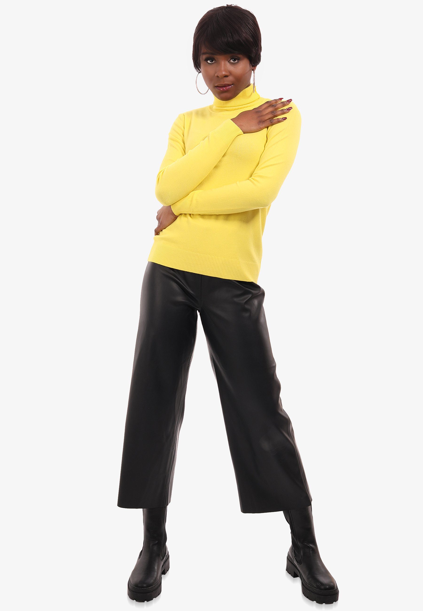 YC Fashion & Style Rollkragenpullover Basic Pullover mit Rollkragen Basic Gelb