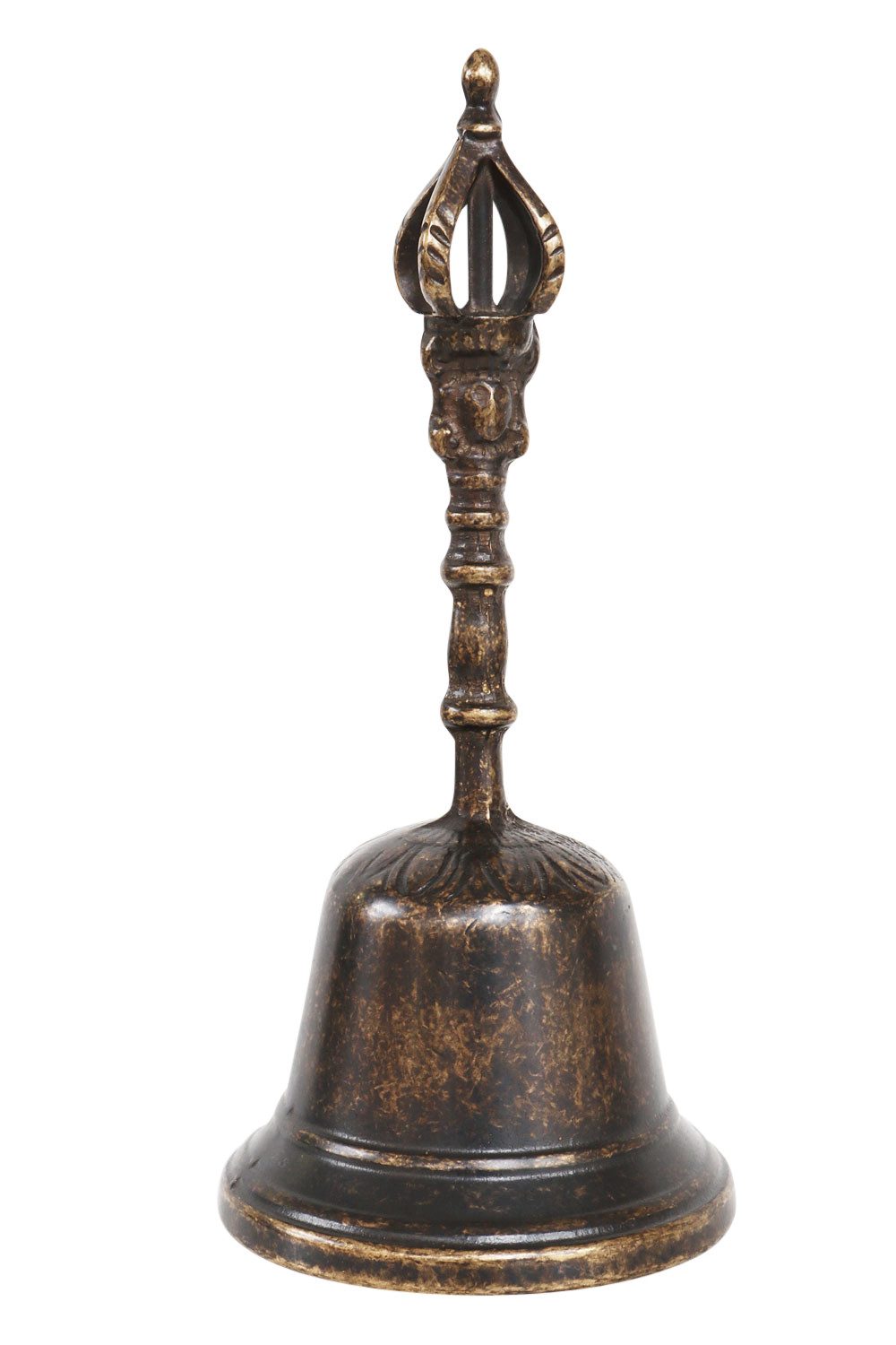 Aubaho Dekoobjekt Tischglocke 20cm Handglocke Krone Glocke Schulglocke Antik-Stil Messin