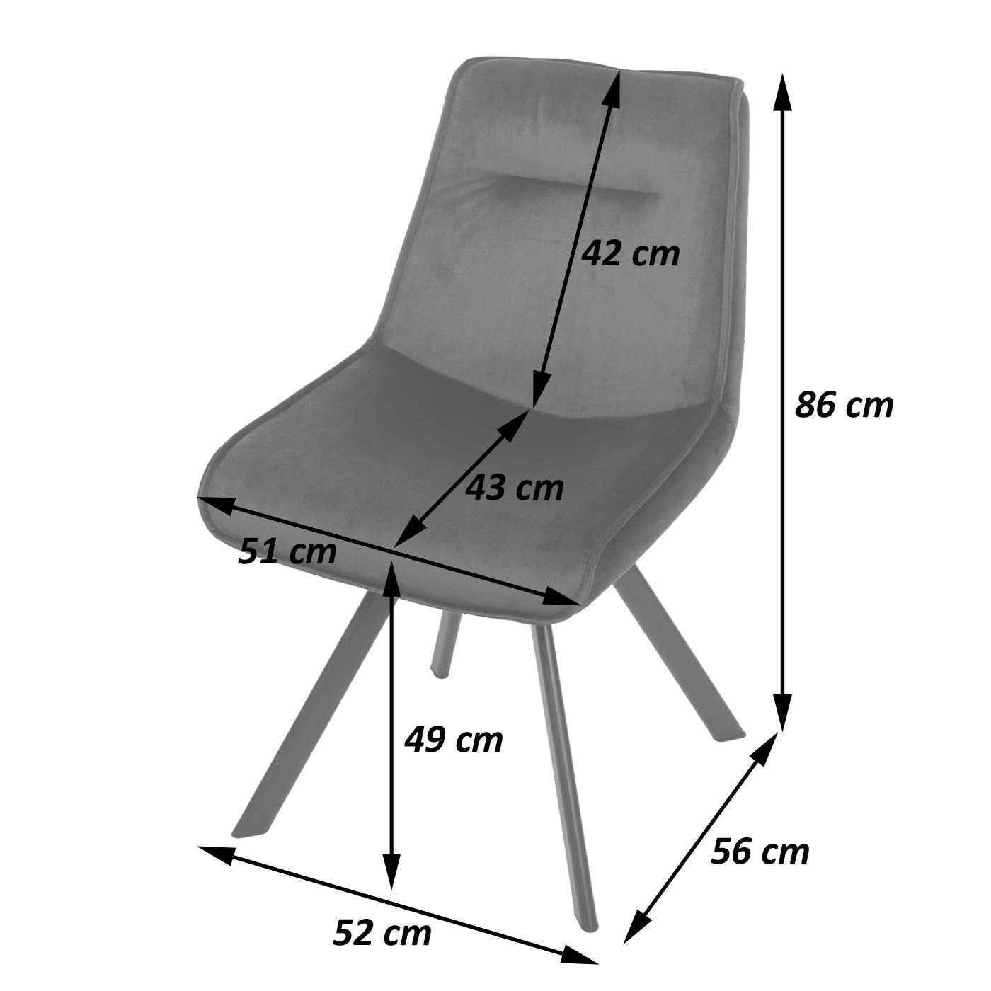 MCW-K24-6 Sitzfläche Stativgestell, Weiche Stabiles 9cm-Polsterdicke durch MCW (6er-Set), Esszimmerstuhl