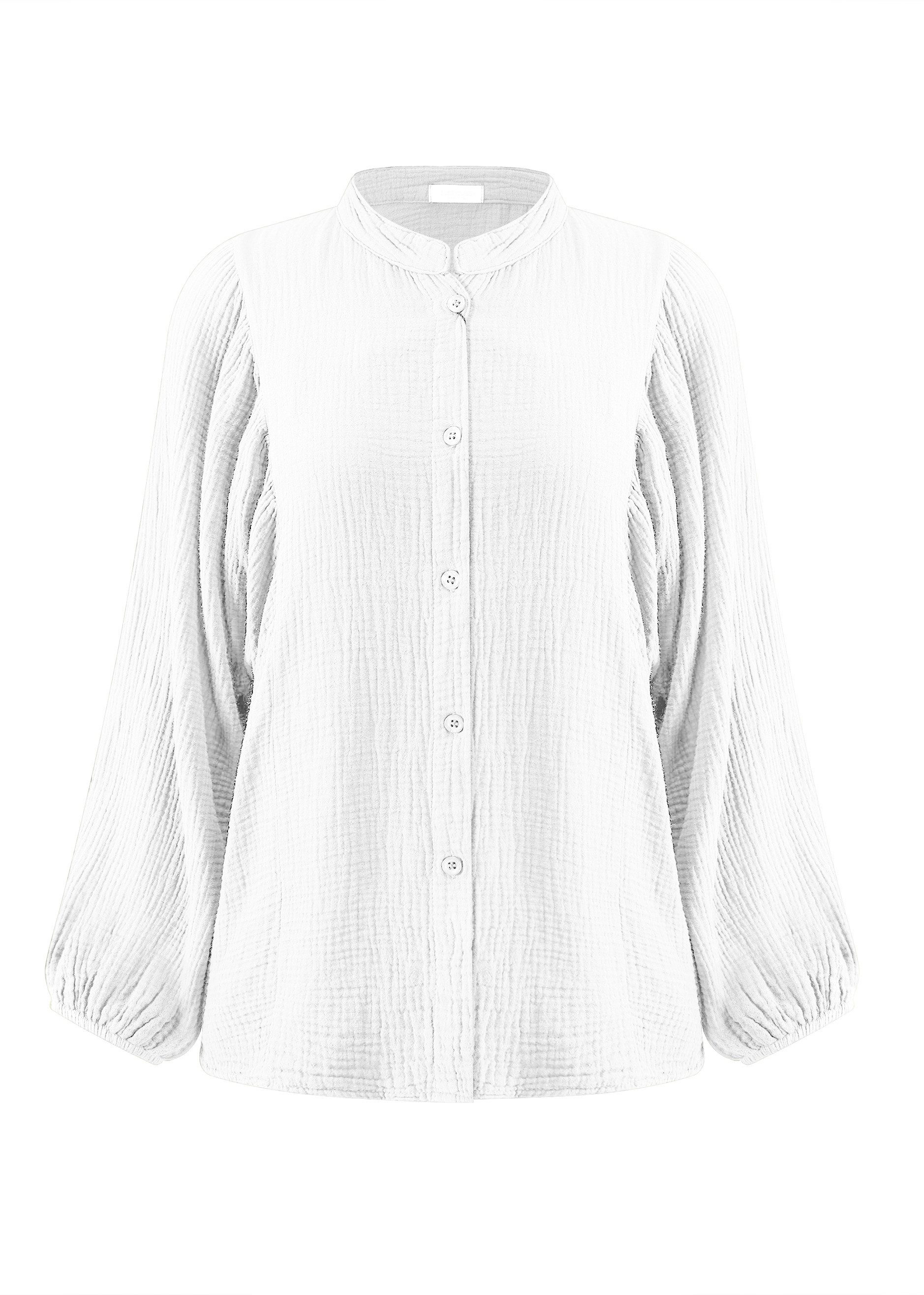 SASSYCLASSY Langarmbluse Oversize Musselin Bluse Damen mit Fledermausärmeln günstig online kaufen