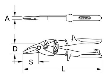 KS Tools Blechschere, Hebel-Blechdurchgangsschere, rechtsschneidend