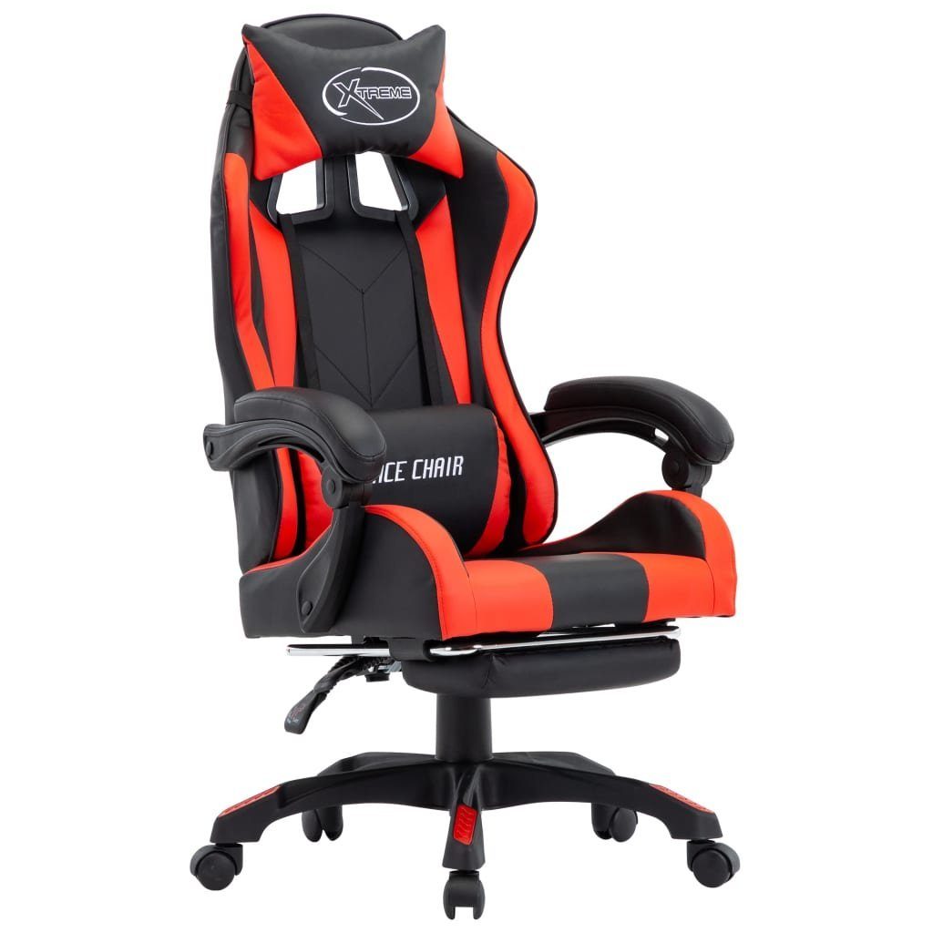 | Rot Gaming-Stuhl Rot vidaXL und Bürostuhl schwarz Schwarz Kunstleder und (1 mit Fußstütze schwarz St) Rot und