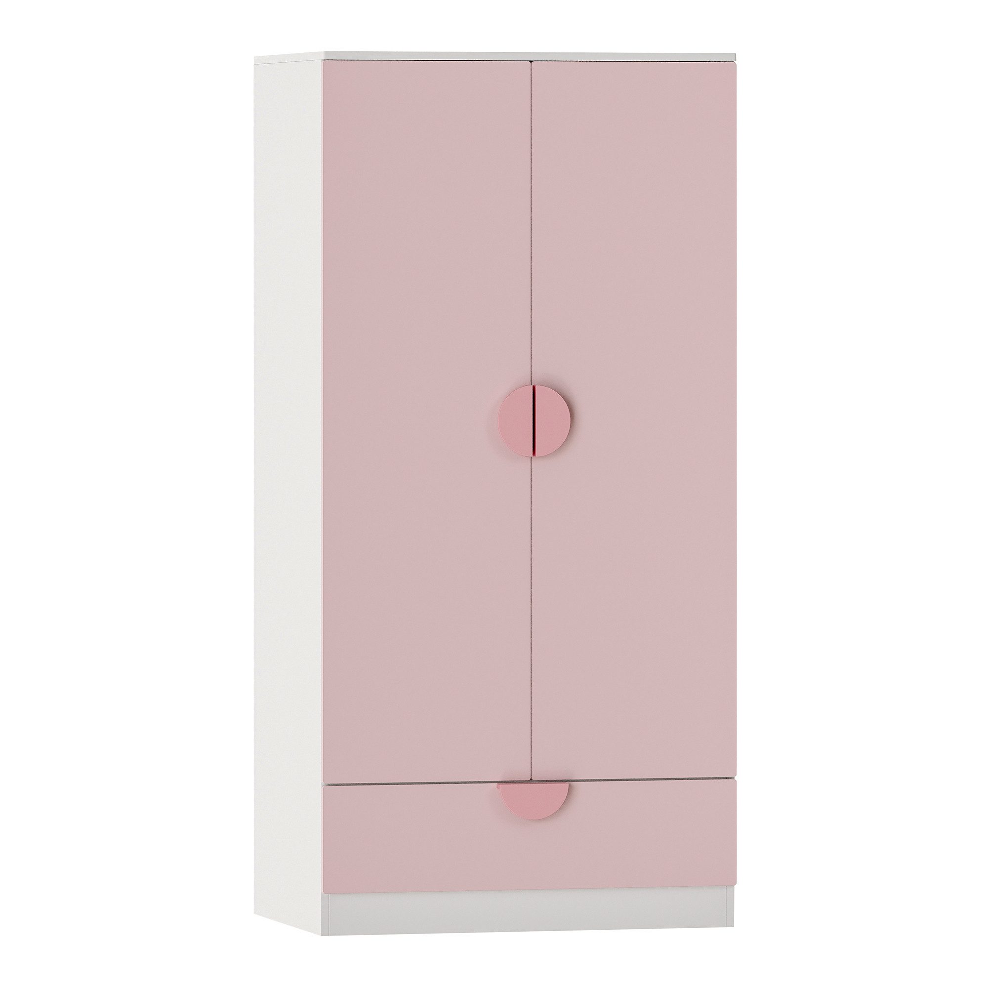 en.casa Kinderkleiderschrank »Sandnes« mit Schublade 123x60x40 cm Rosa/Weiß