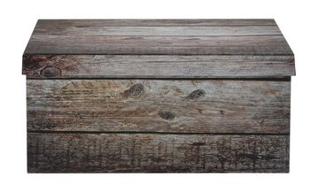 Home4You Aufbewahrungsbox, Papier, B 51 cm x T 37 cm, mit Deckel, Grau, (1 St), Holzkistenoptik