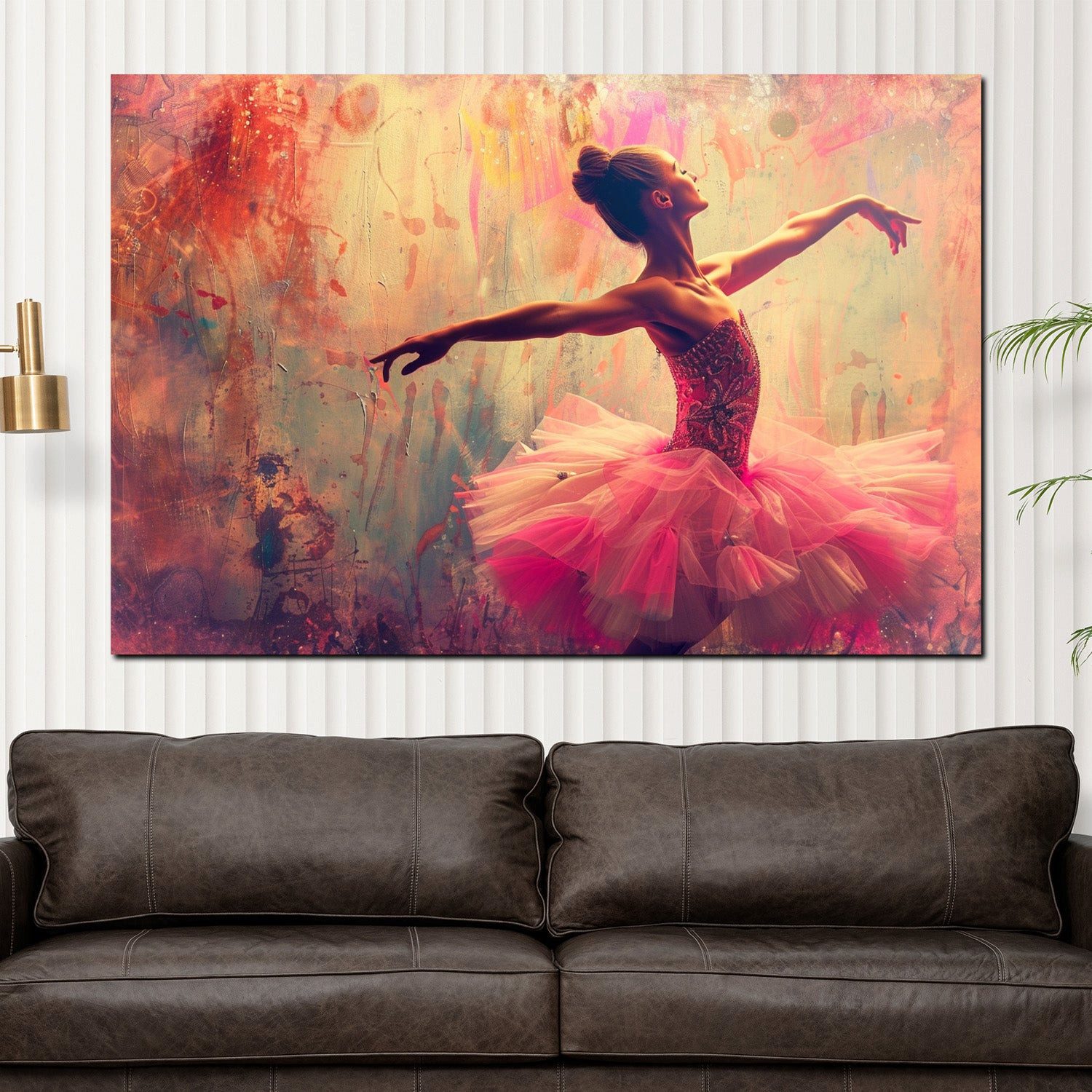 Artedinoi Leinwandbild Ballerina in Rosa Tutu romantisch Leinwandbild Wandbild XXL Deko, Ballerina in Rosa