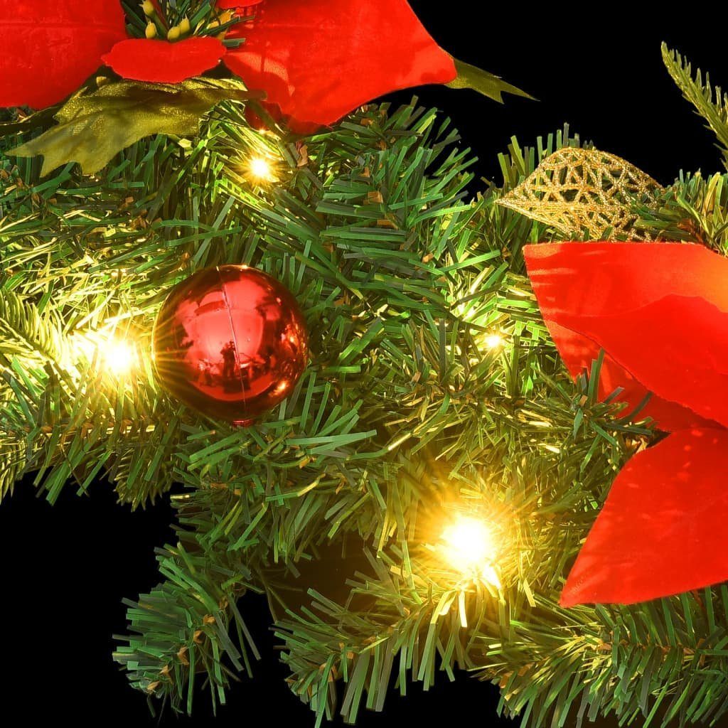 vidaXL Girlanden Weihnachtskranz mit LED-Leuchten Grün 60 cm PVC (1-tlg)
