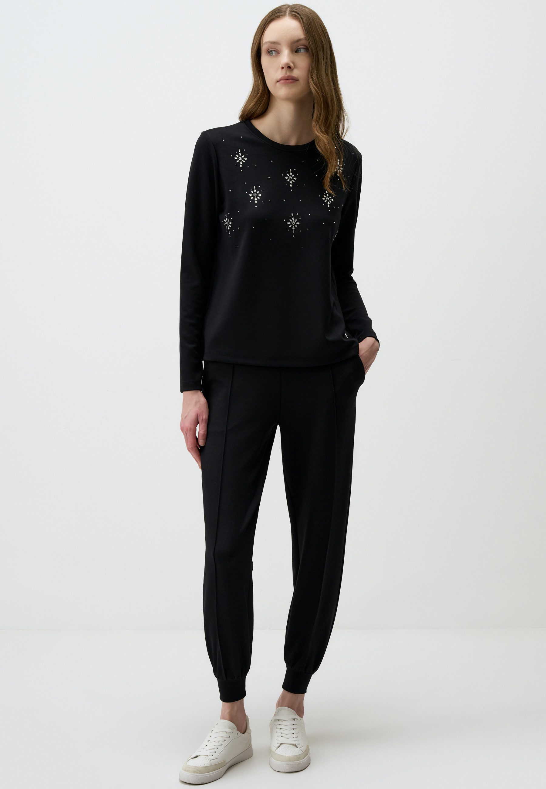 Jimmy Key Sweatshirt Rundhalsausschnitt Stone Bestickt günstig online kaufen