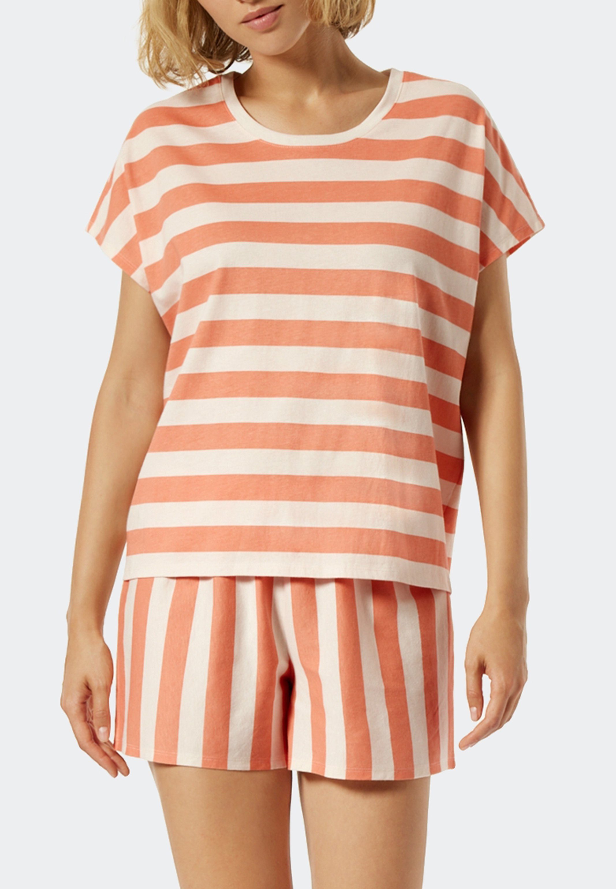 Schiesser Pyjama »Just Stripes« (Set, 2 tlg) Schlafanzug kurz - Baumwolle -  Kurzer Damen-Schlafanzug mit