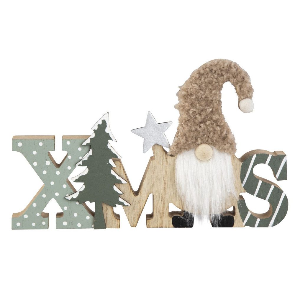 Weihnachtsfigur Schriftzug Xmas mit Wichtel - ca. 23,5 x 1,5 x 14,5 cm