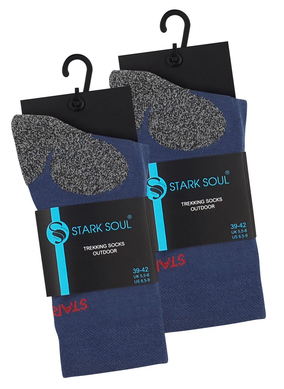 Stark Soul® Wandersocken 2 Hiking (2 - Trekking Socken eingewebtes Wandersocken, Outdoor Logo marineblau Paar) Paar