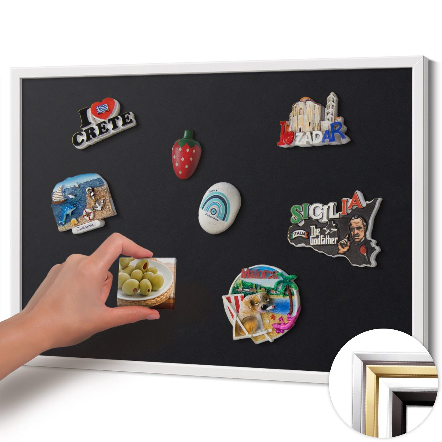 Tulup Magnettafel mit weißem Rahmen, Magnettafel mit Farbvariationen, Wandtafel, Magnetisches Memoboard Dekorative für Erinnerungen