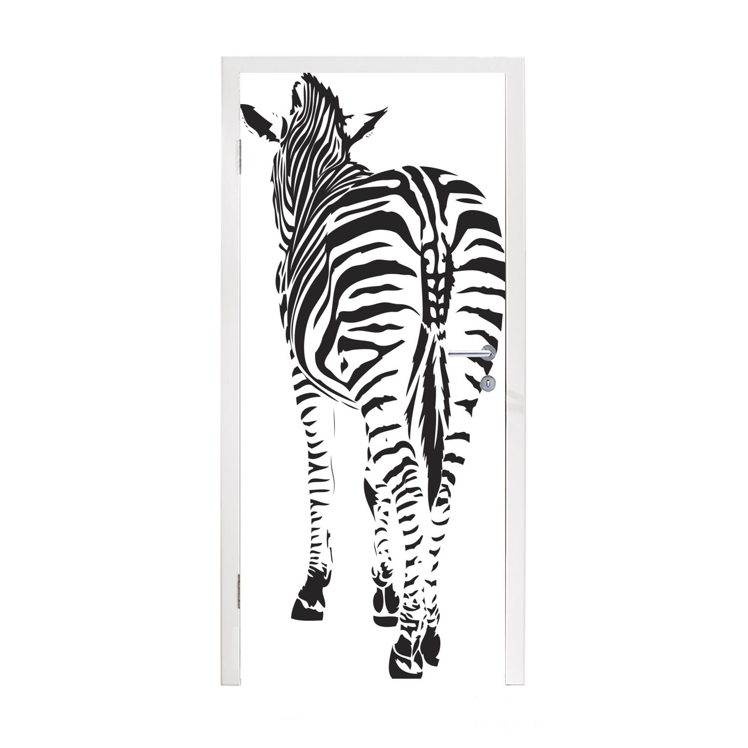 MuchoWow Türtapete Zebra - Illustration - Streifen, Matt, bedruckt, (1 St), Fototapete für Tür, Türaufkleber, 75x205 cm | Türtapeten