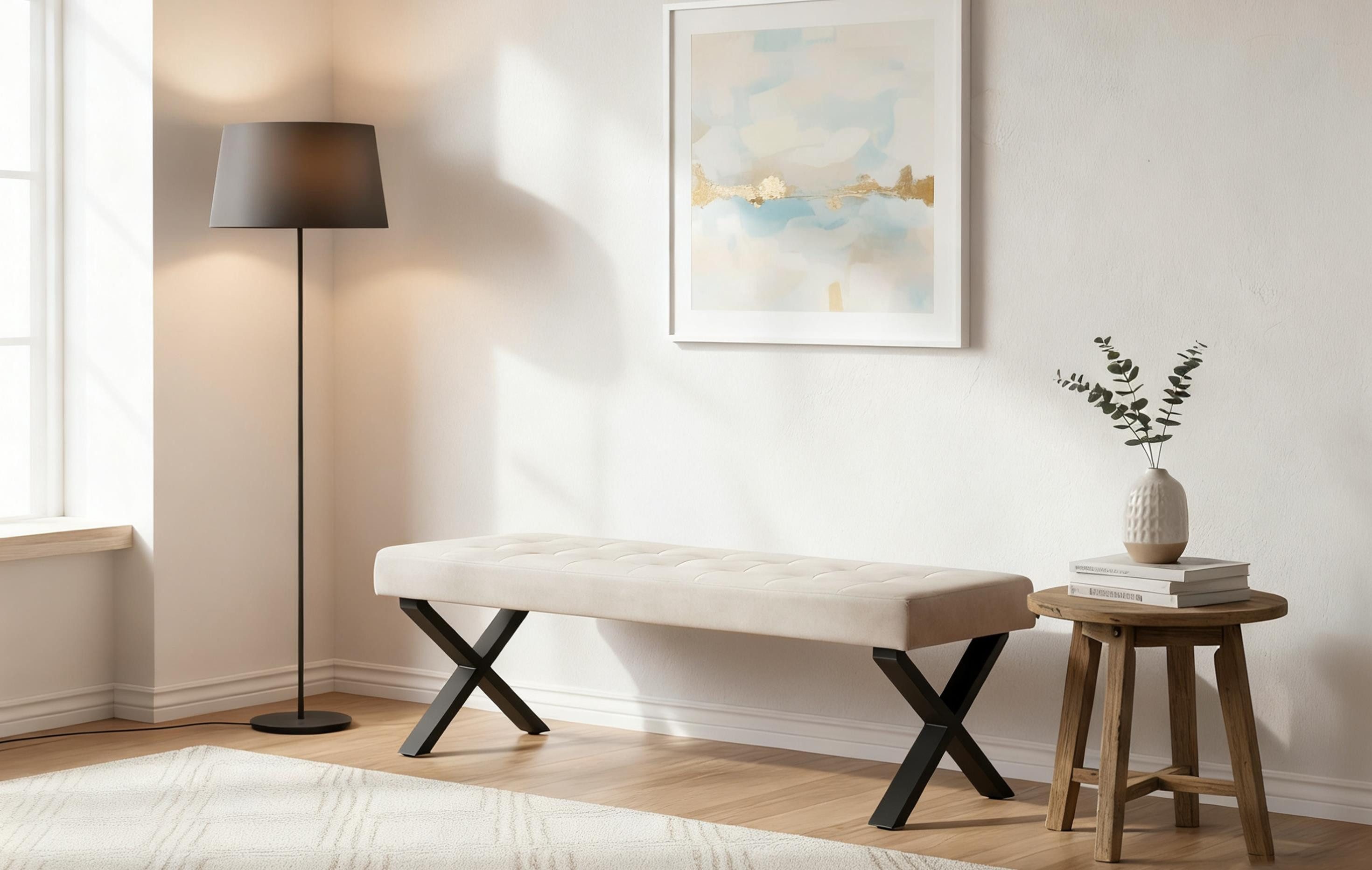 B&D home Essbank KAREN, Sitzbank Esszimmer Polsterbank, Schuhbank, Eckbank kombinierbar (1-St), mit/ohne Rückenlehne, in 100/120/140/160 cm, zu Eckbänken kombinierbar
