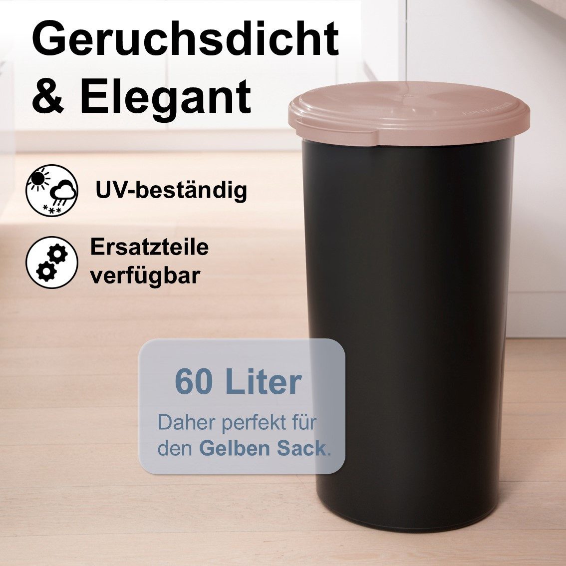KUEFA Müllsackständer VLC 60L Mülleimer Gelber Sack, inkl. Klemm-Ring, Geruchsdicht – Bild 2 von 5