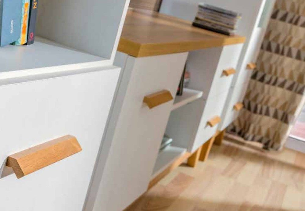 JVmoebel Bücherregal Multifunktionales Standregal in Weiß mit LED-Beleuchtung und Stauraum, Made in Europa