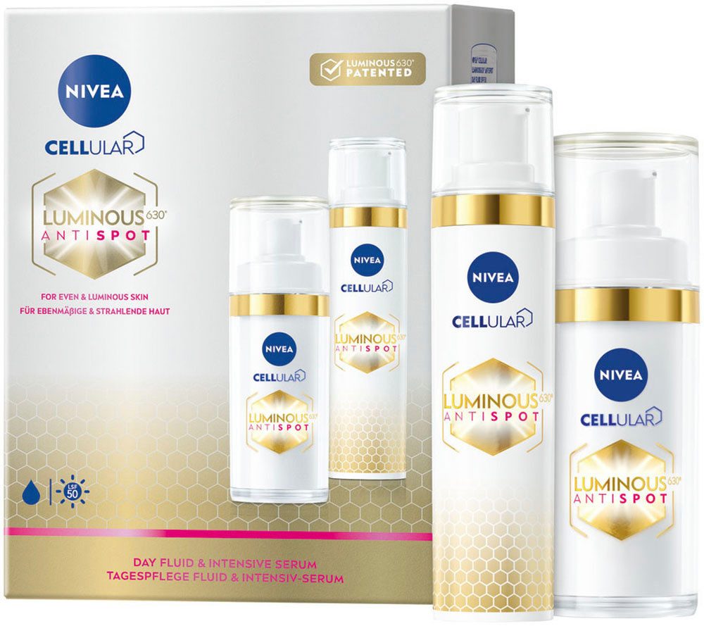 Nivea Pflege-Set LUMINOUS630 Anti-Pigmentflecken Tagespflege + Intensiv Serum Set, 2-tlg., für Gesichtspflege, mit Creme-Textur