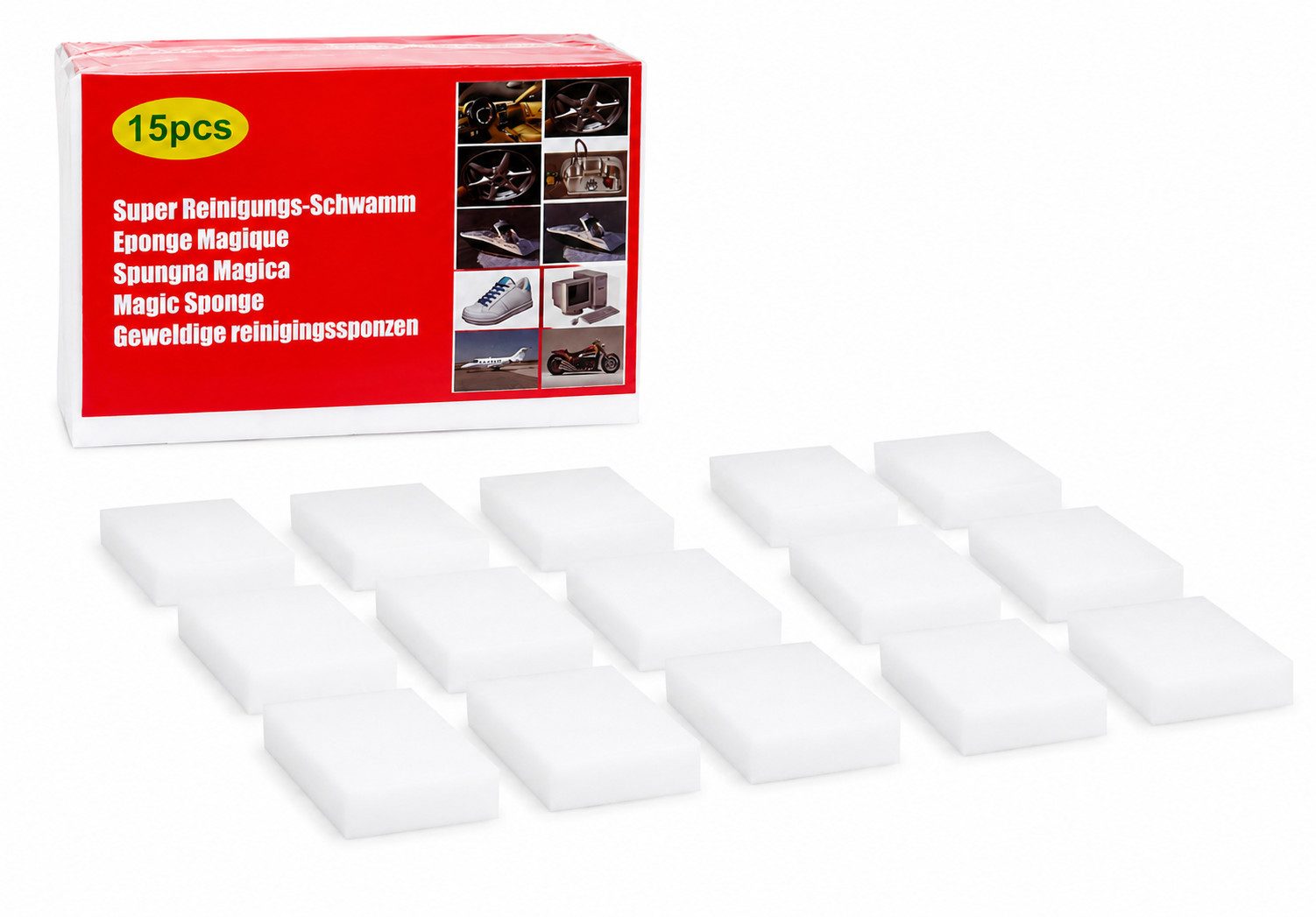 HH-Haushalt Super Reinigungsschwamm 15er Set Schmutzradierer für Haushalt & Auto Reinigungstuch