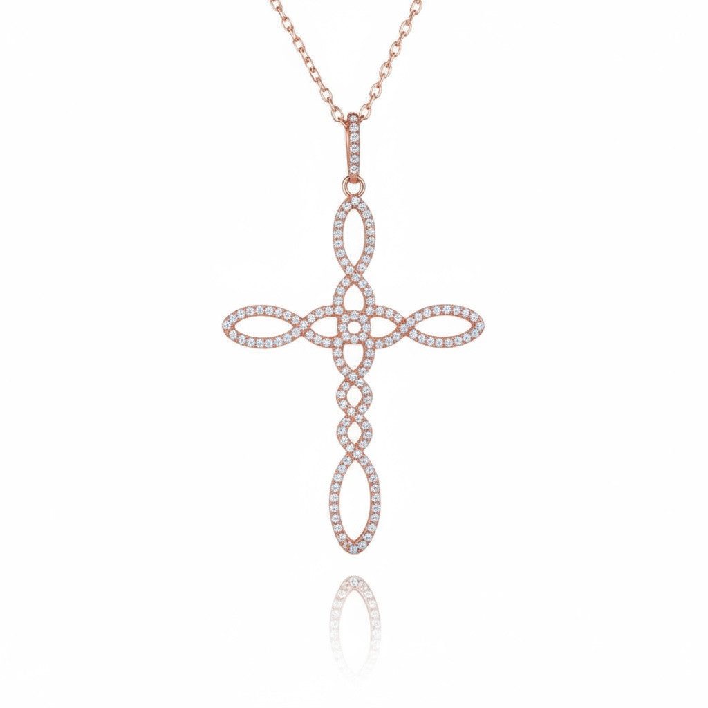 Kette mit Anhänger Karisma Damen Roségold Sterling Silber 925 Anhänger Kreuz