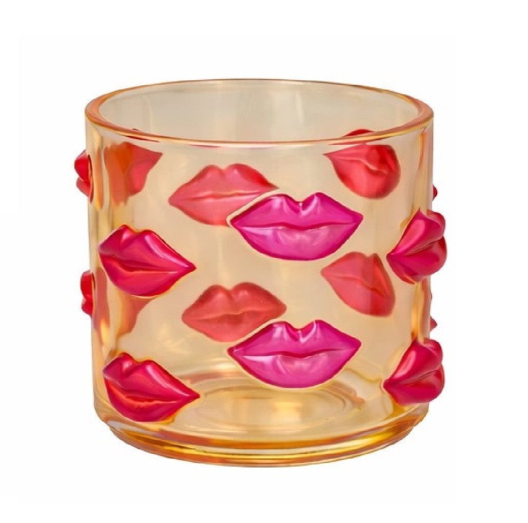 Giftcompany Windlicht Giftcompany - Windlicht Teelichthalter "L´Amour" Lippen Glas Orange
