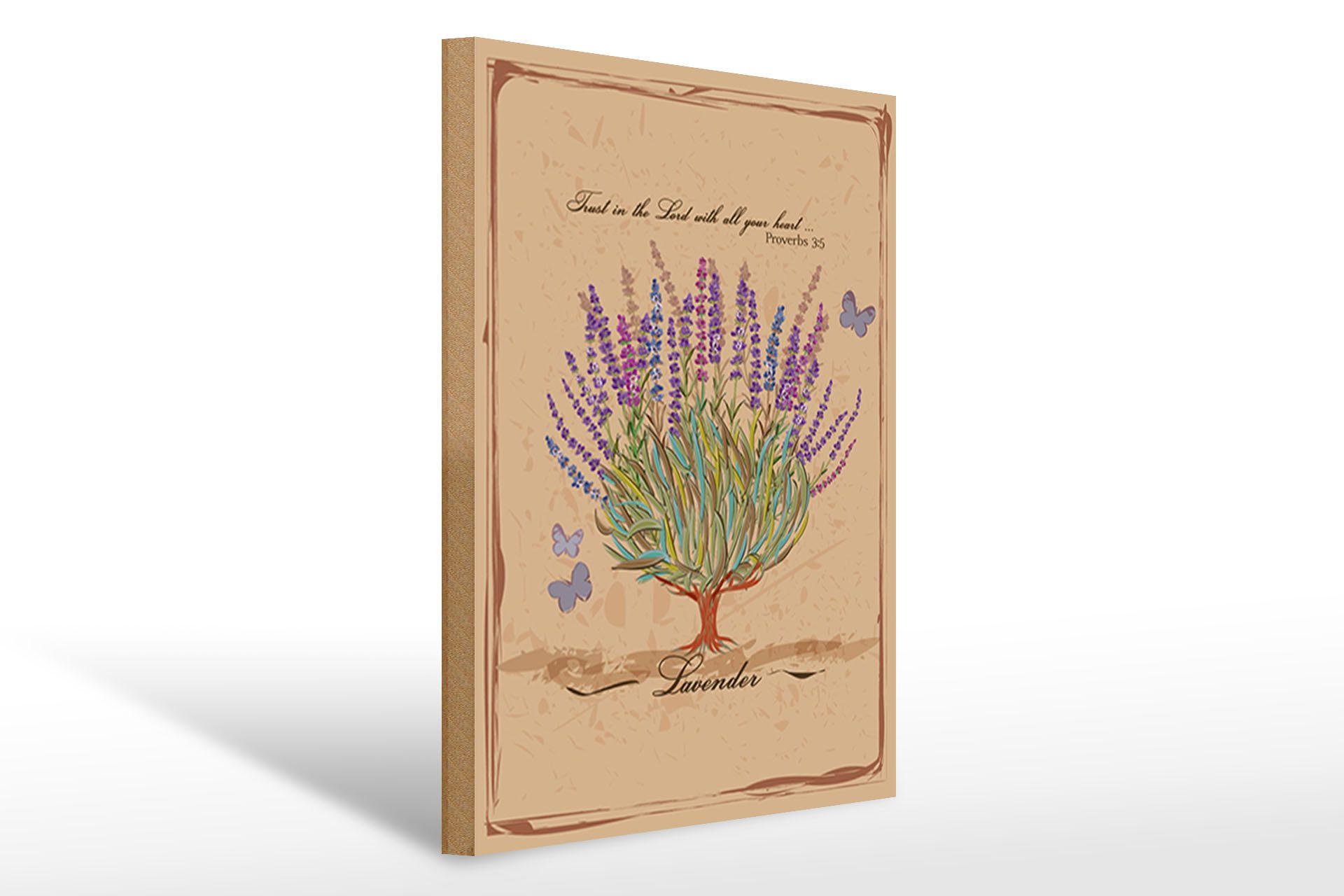 Femer GmbH Holzbild Lavendel 30x40cm trust in the lord with all, Küche