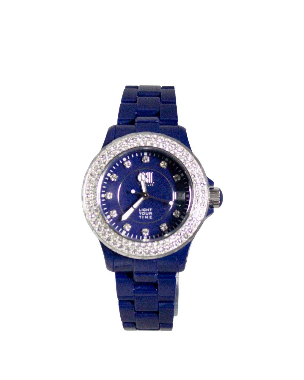 Light Time Quarzuhr Armbanduhr Damen Kunststoff Datum Blau Silber Zirkonia L073G