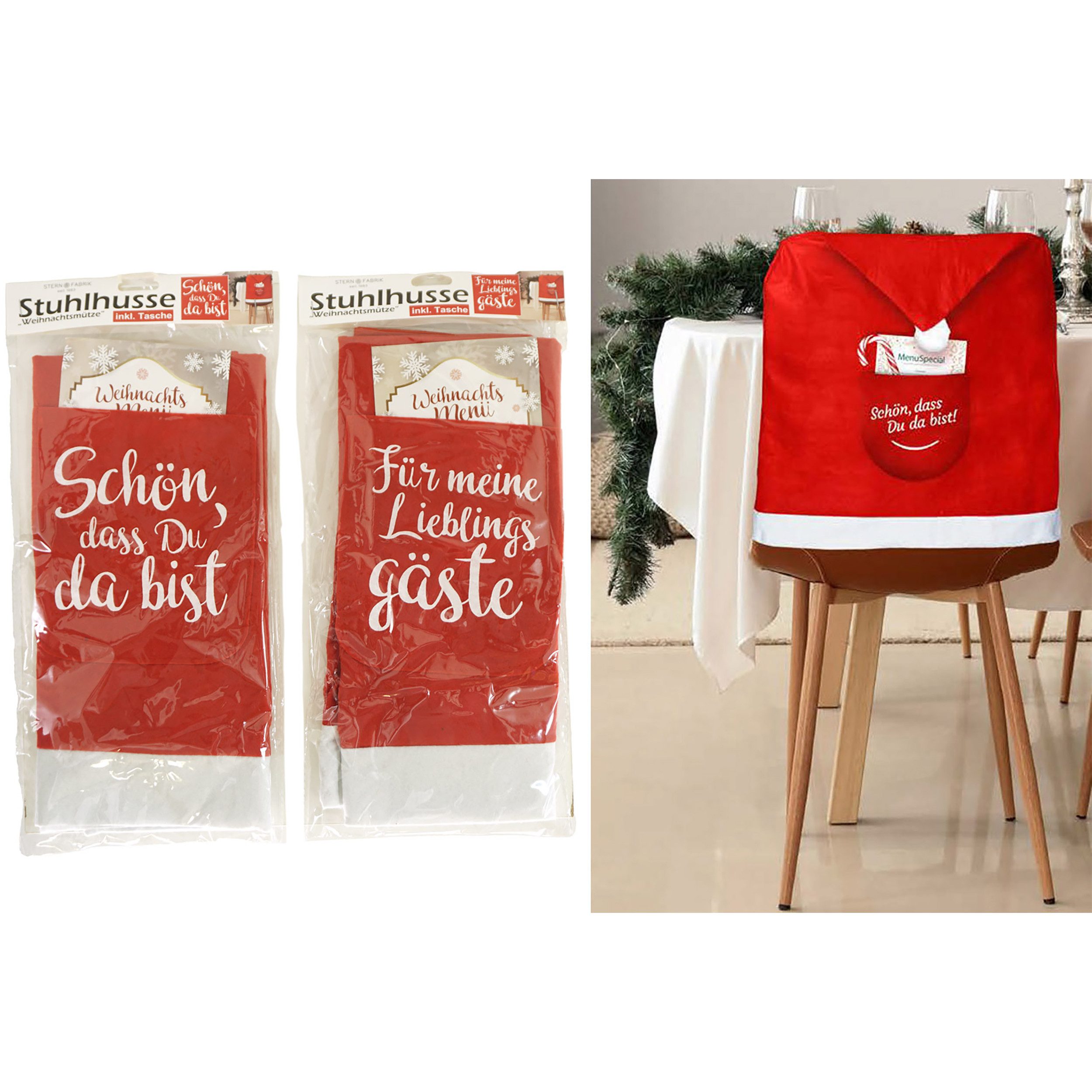 Annastore Stuhlhusse 6 x Stuhlhussen Weihnachten - Weihnachtsdeko für Stühl günstig online kaufen