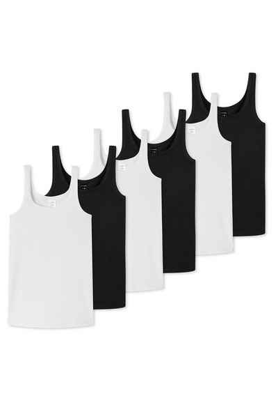 Schiesser Unterhemd 6er Pack Teens Girls 95/5 Organic Cotton (Spar-Set, 6-St) Unterhemd / Tanktop - Baumwolle - Arm- und Halsausschnitt mit Einfass