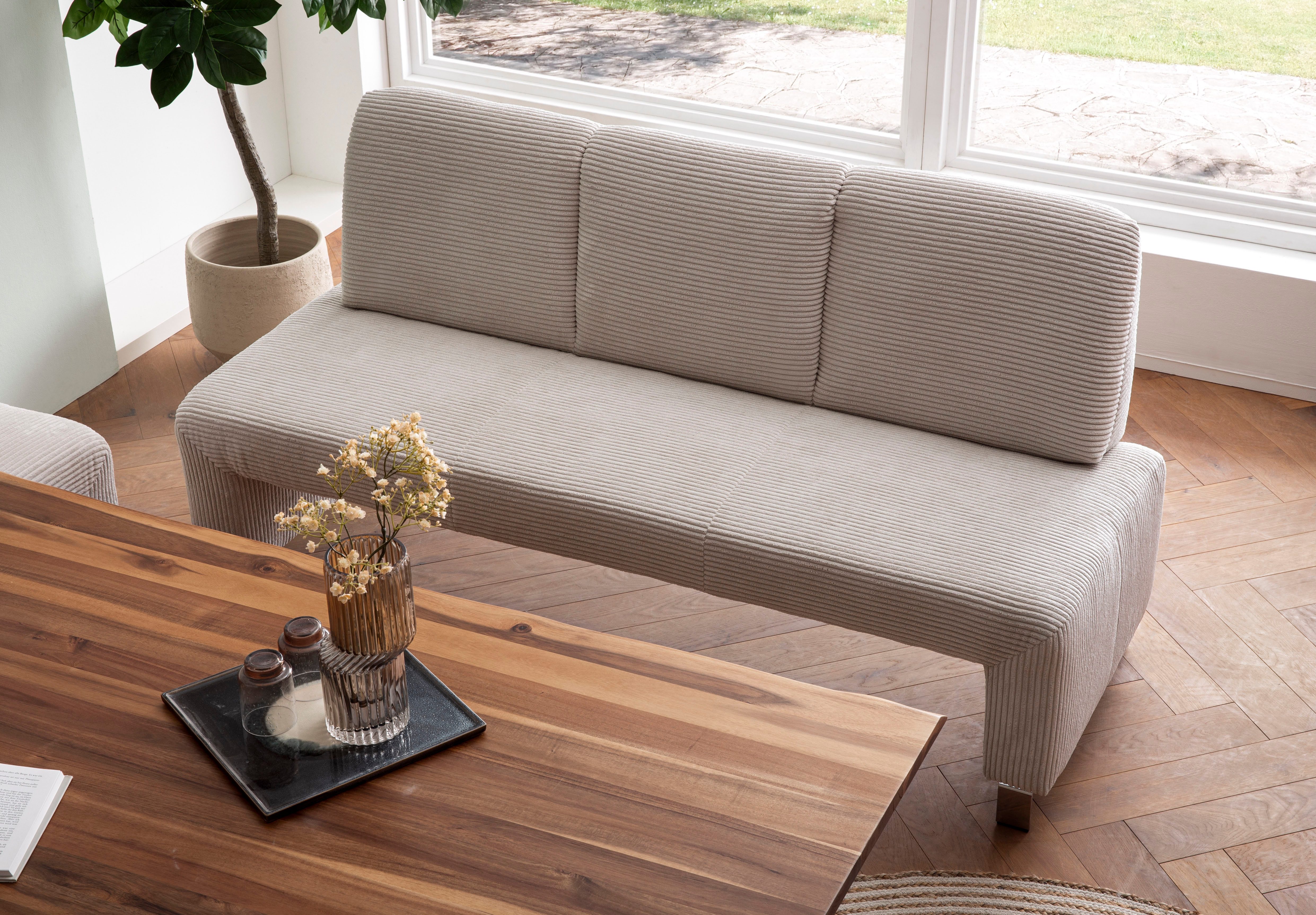 exxpo - sofa fashion Polsterbank Intenso, Sitzbank, Breite 182 cm, wahlweise in Leder oder Textil, hohe Bodenfreiheit, frei im Raum stellbar, hoher Sitzkomfort