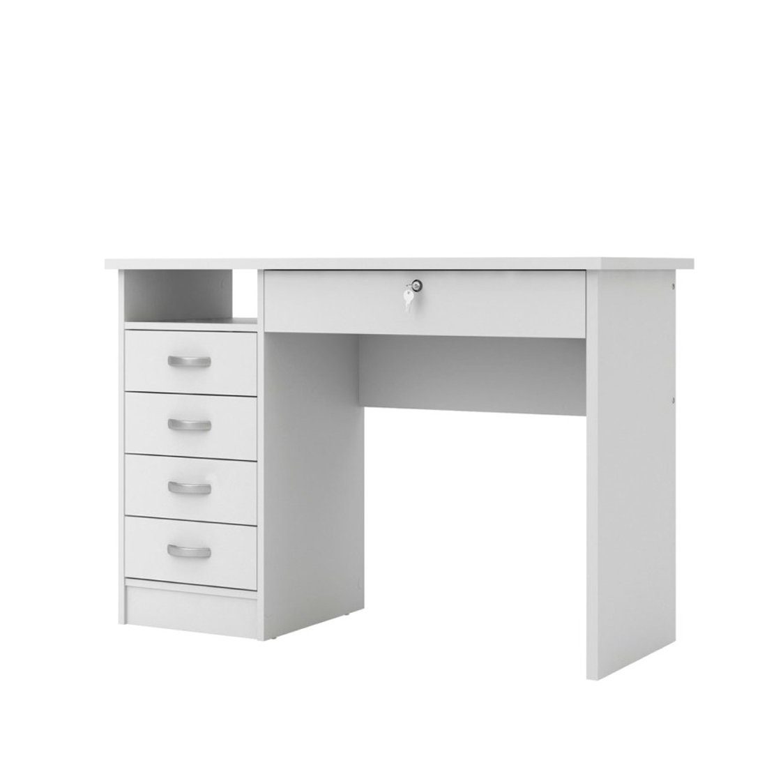Schreibtisch Fula Schreibtisch 5 Schubladen weiss.