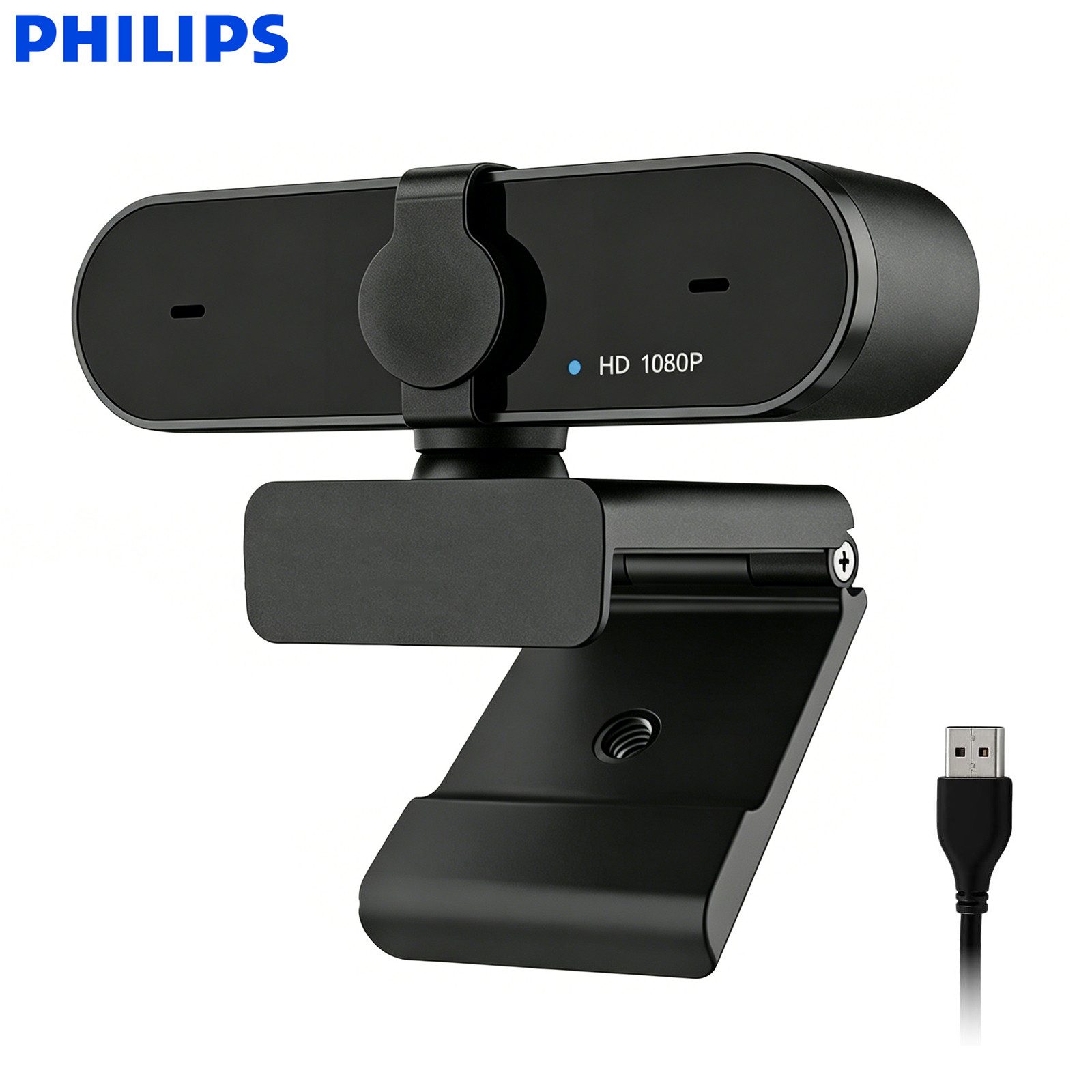 Philips SPL6208, 1080P/30FPS/USB-Webcam/Festbrennweite/Dual Mikrofone für PC Full HD-Webcam (Full FD, USB, Mit USB-Kabel, Full HD 1080P,Festbrennweite, Privacy Cover,Dual Mikrofone,Plug & Play)