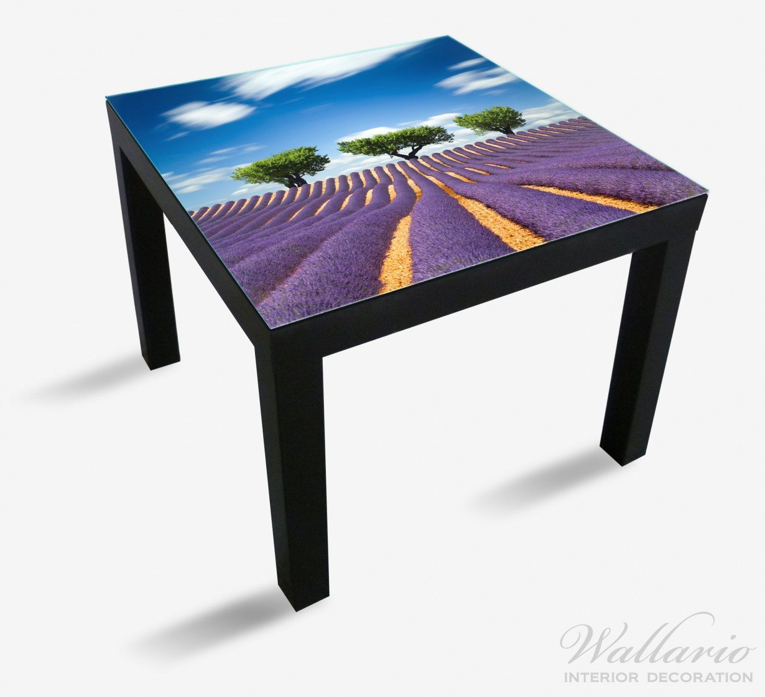 Wallario Tischplatte Abstraktes lila Blumenfeld Lack für (1 Lavendel geeignet mit Tisch St), Ikea