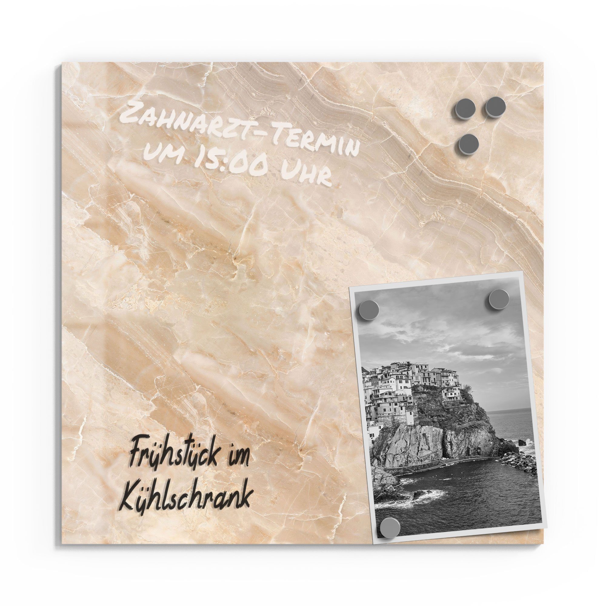 DEQORI Magnettafel 'Helle Marmorfläche', Whiteboard Pinnwand beschreibbar