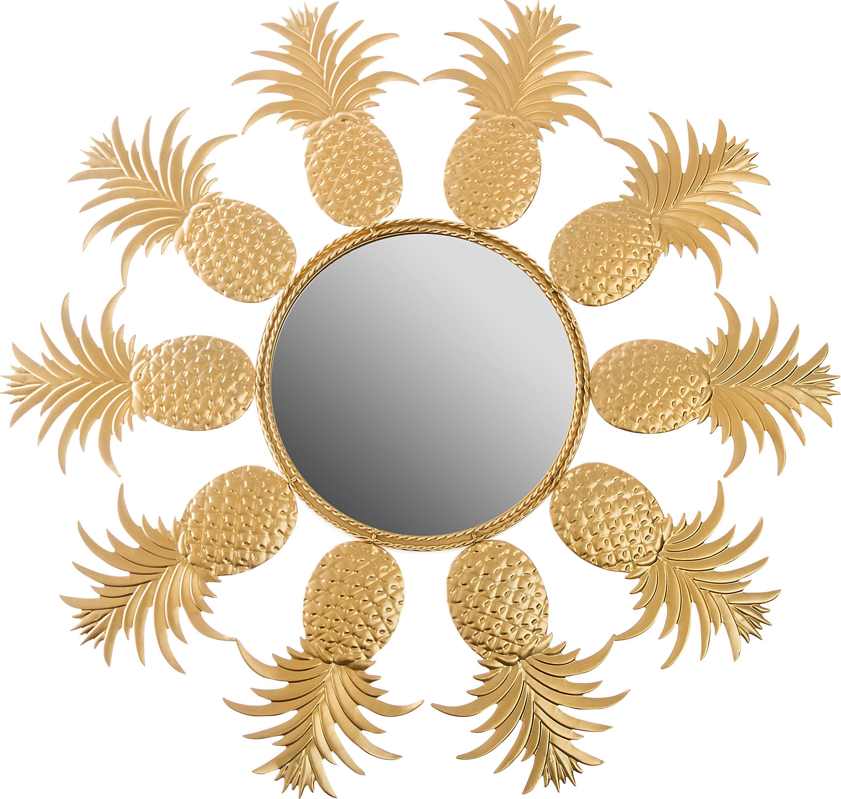 (1-St), & Metall, Rahmen Landhaus, Accessoires Blütenform Annama Wandspiegel, gold, rund, aus Myflair Dekospiegel Möbel