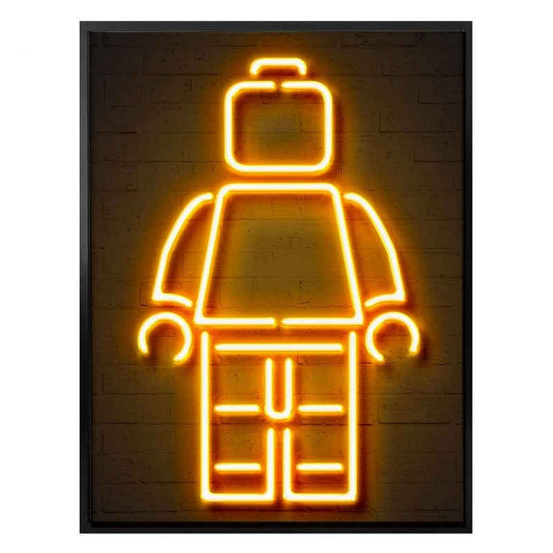 K&L Wall Art Poster Poster Mielu Neon Lego Kult Retro Minifigur Roboter Spielfigur, Wohnzimmer Wandbild modern