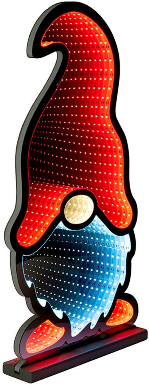 Star-Max LED Tischleuchte LED Dekofigur, Infinity - Wichtel, Weihnachtsdeko mit Beleuchtung, Timerfunktion, LED fest integriert, mit Unendlichkeits-Effekt und 6/18 Stunden Timer, Höhe ca. 60 cm