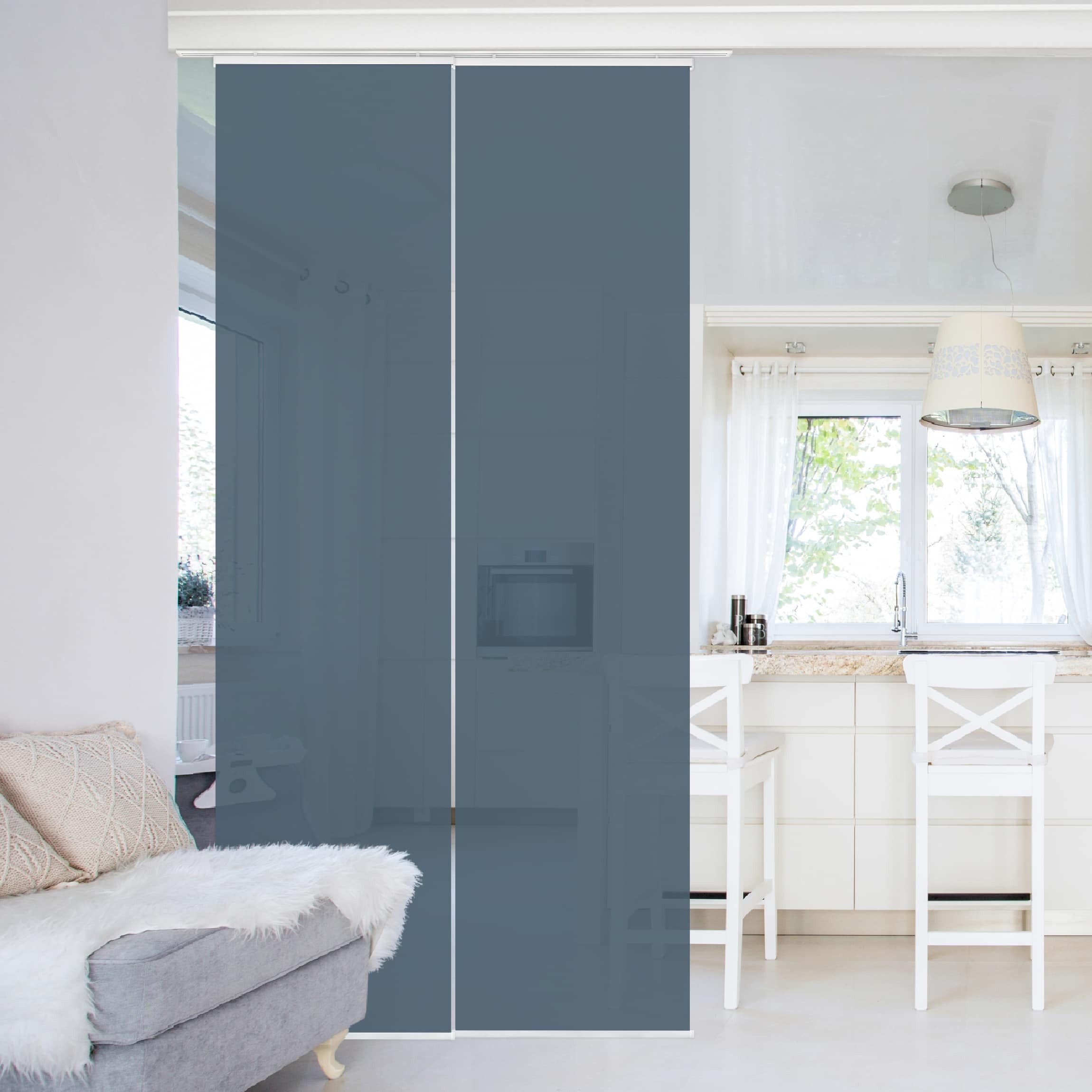 Bilderdepot24 Schiebegardine modern Flächenvorhang blickdicht Schieferblau, günstig online kaufen