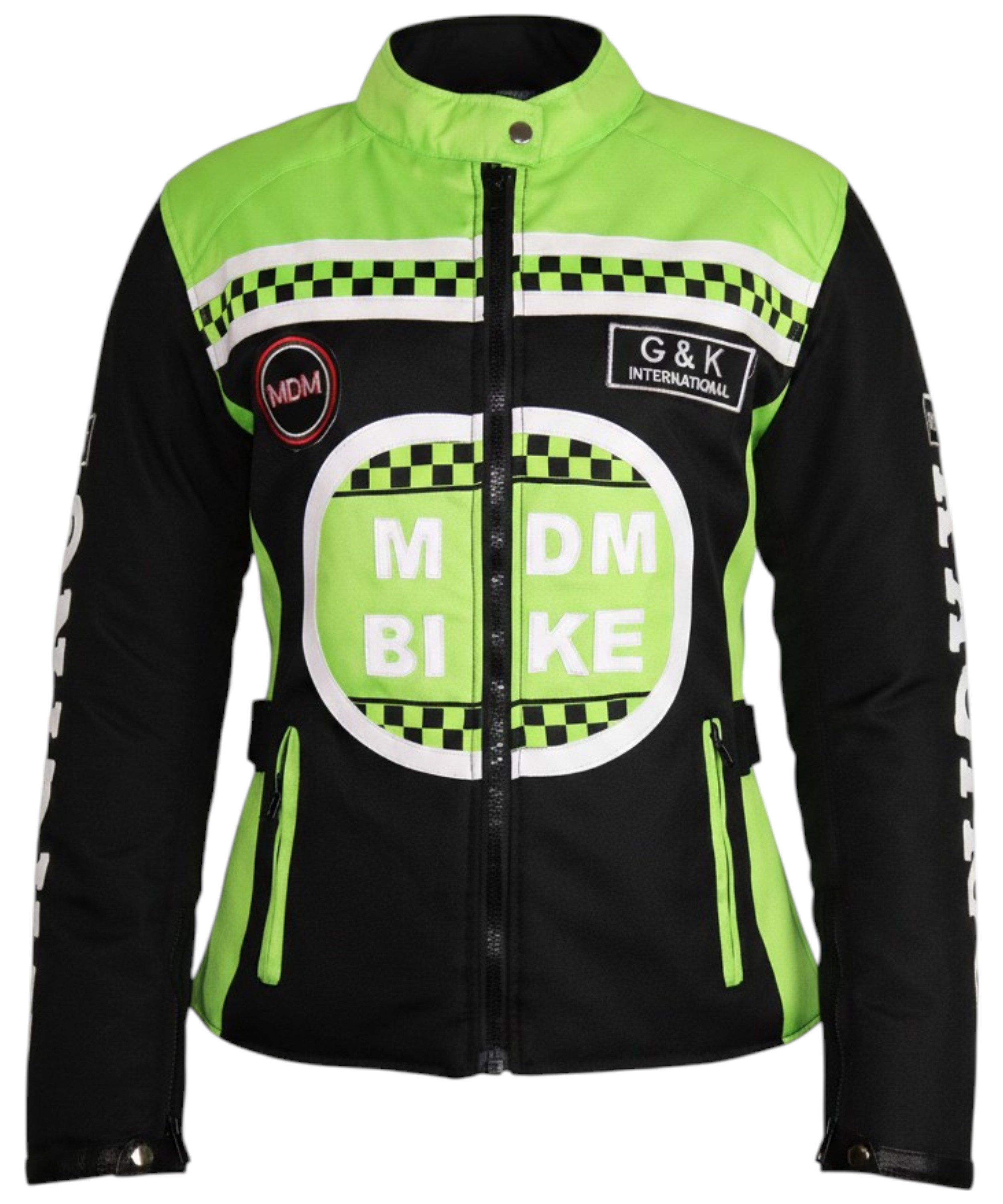 MDM Motorradjacke Damen Motorradjacke Textil Racing Stil mit Protektoren (Sportliche Damen Bikerjacke mit Protektoren und Windschutzleiste) Damen Racing Motorra – Bild 2 von 4