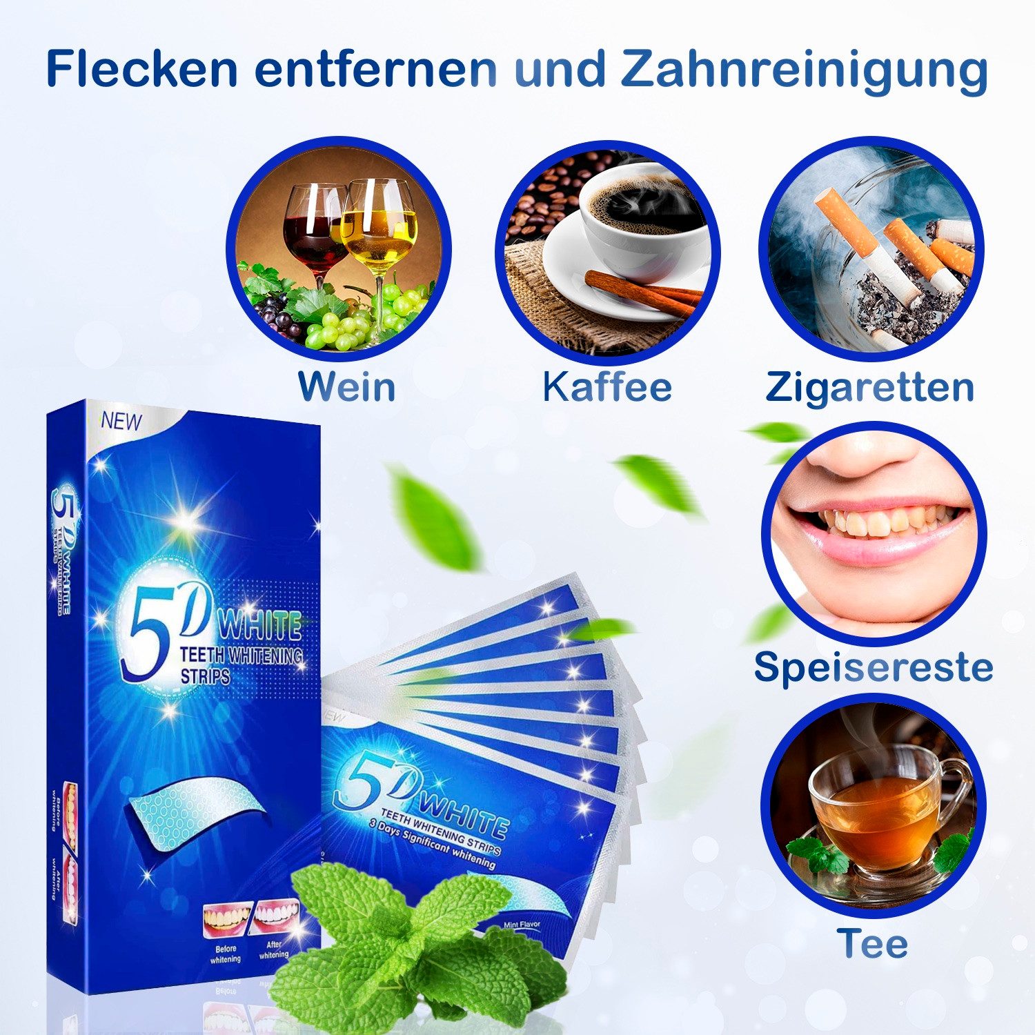 P-Beauty Cosmetic Accessories White Stripes Zahnweiß Zahnaufhellungstreifen Weiße Zähne Bleaching 5D, Bleaching