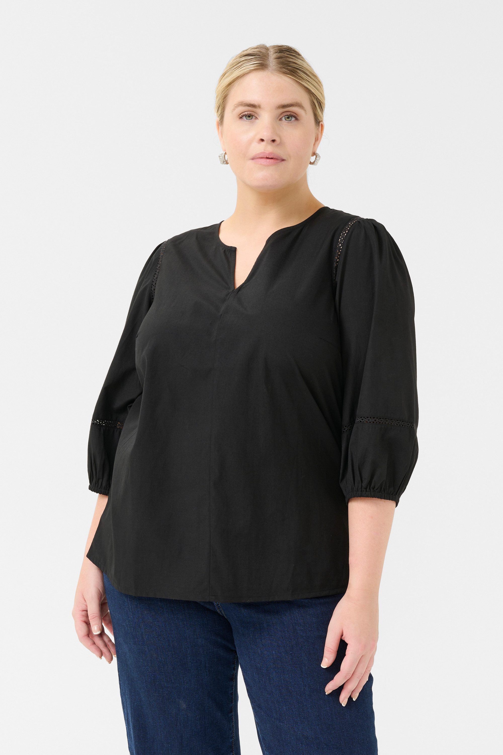 KAFFE Curve Langarmbluse Langarm-Bluse KClilje Große Größen