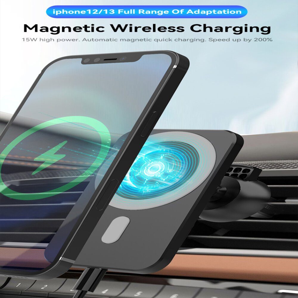 Belkin magnetische 10 Watt Kfz-Halterung mit Ladefunktion  Smartphone-Halterung, (1-tlg., MagSafe kompatibel für iPhone Serie  12/13/14/15, incl. Kfz-Ladegerät)
