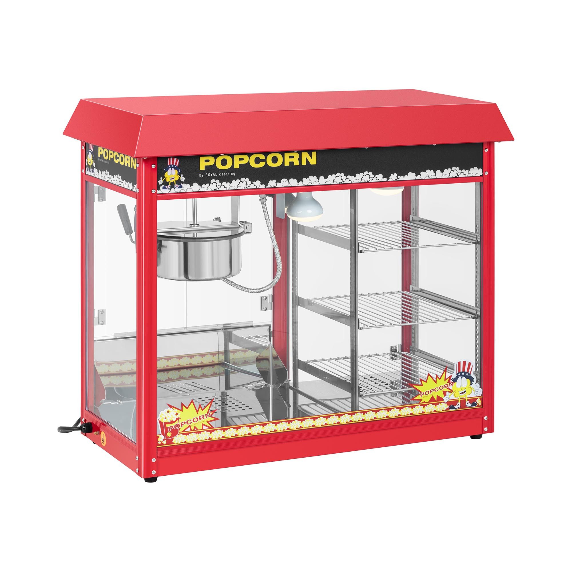 Royal Catering Popcornmaschine Popcornmaker 1700 W 5 kg/h rot Popcornautomat beheizte Auslage