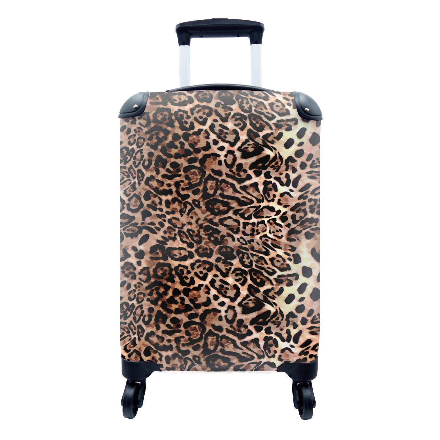 MuchoWow Handgepäckkoffer Tiermuster - Leopard - Design - Luxus, 4 Rollen, Reisetasche mit rollen, Handgepäck für Ferien, Trolley, Reisekoffer