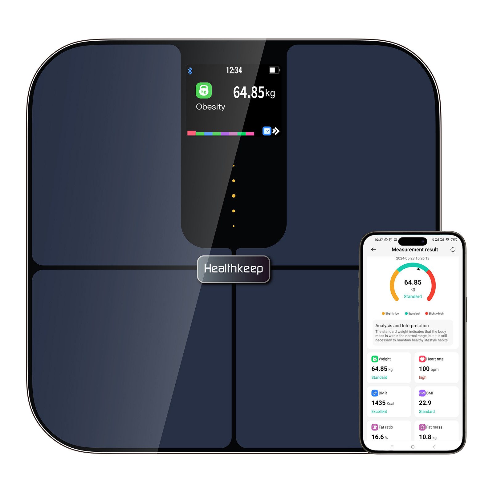 Personenwaage Intelligente mit Bluetooth Farb-TFT-Display und ITO-Technologie